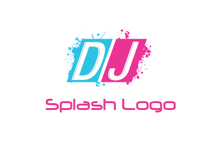 letters dj are in splash Rectangle logo