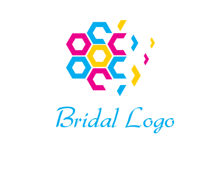 CMYK hexagon in flower shape printing logo