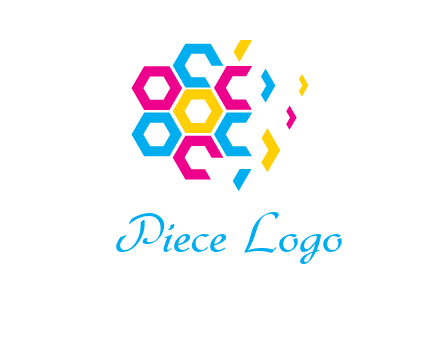 CMYK hexagon in flower shape printing logo