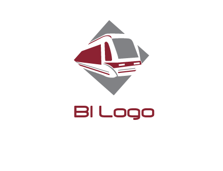 electric train in square transportation logo