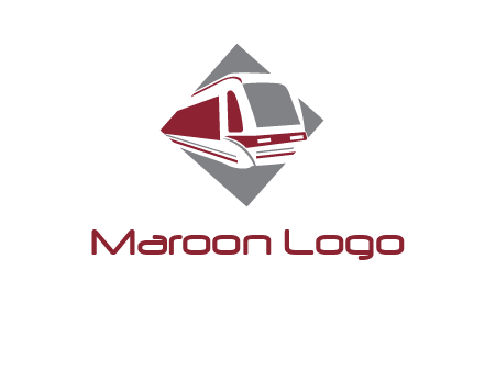 electric train in square transportation logo