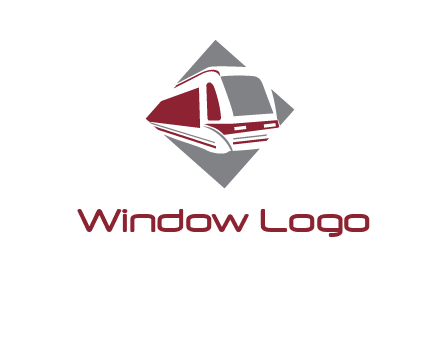 electric train in square transportation logo