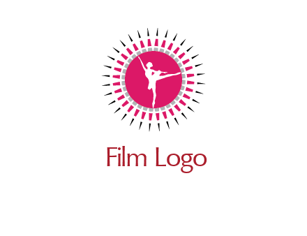 dancing ballerina in fancy pointy circle arts logo icon