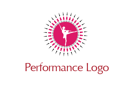 dancing ballerina in fancy pointy circle arts logo icon