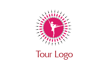 dancing ballerina in fancy pointy circle arts logo icon