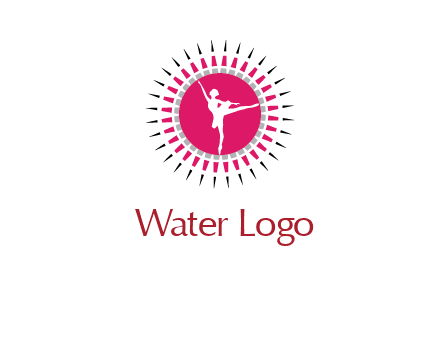 dancing ballerina in fancy pointy circle arts logo icon