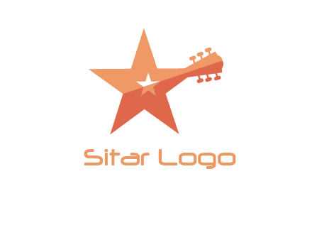 star with guitar head music logo