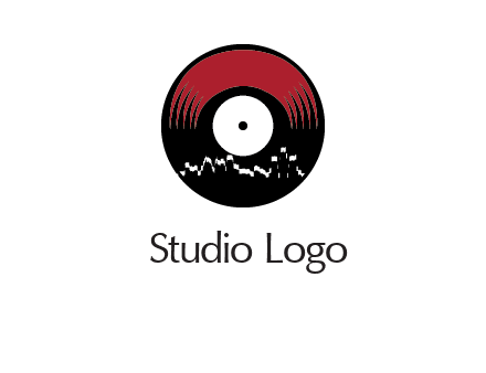 zigzag lines on music record logo illustration