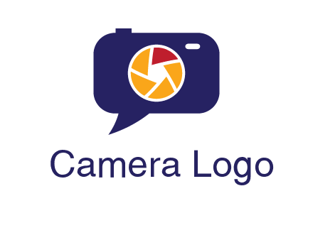 camera as speech bubble with shutter photography logo