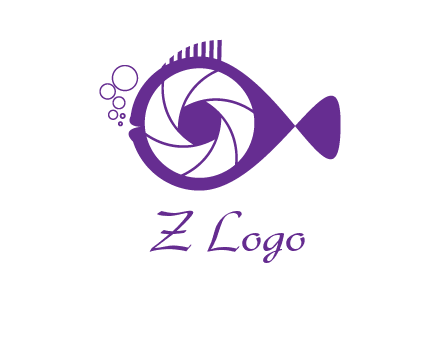 shutter in fish blowing bubbles photography logo