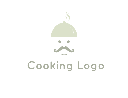 chef with dish and mustache logo