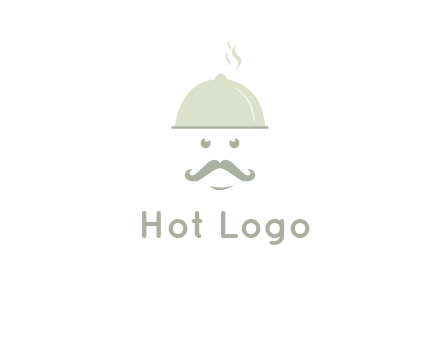 chef with dish and mustache logo