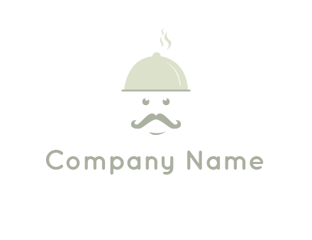 chef with dish and mustache logo