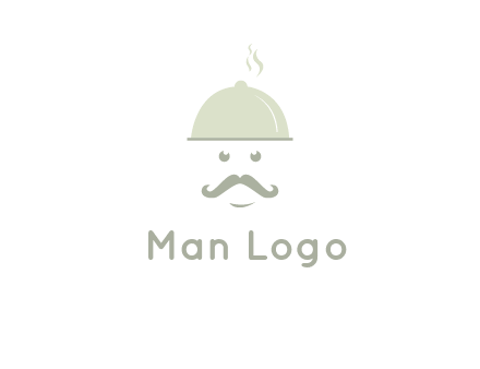 chef with dish and mustache logo