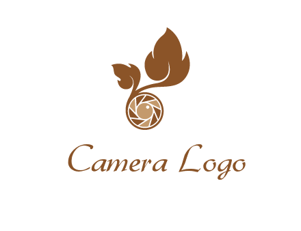 shutter in circle with iris and leaves photography logo