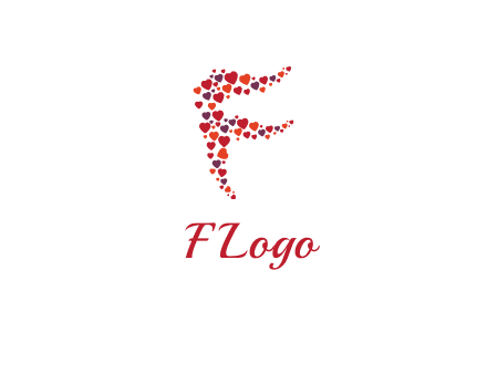 letter F made of hearts logo