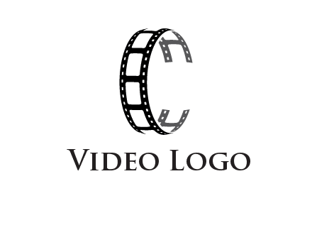 letter C made of film reel logo