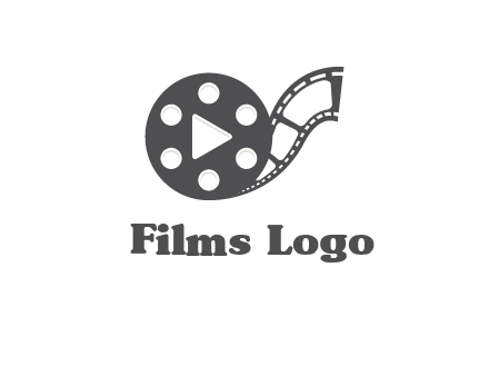 play button inside film reel logo