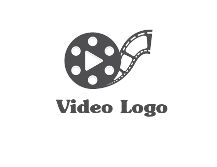 play button inside film reel logo