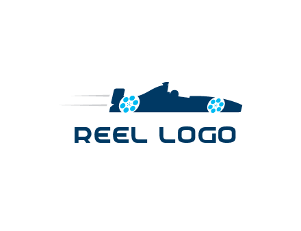 film reel incorporated with racing car logo