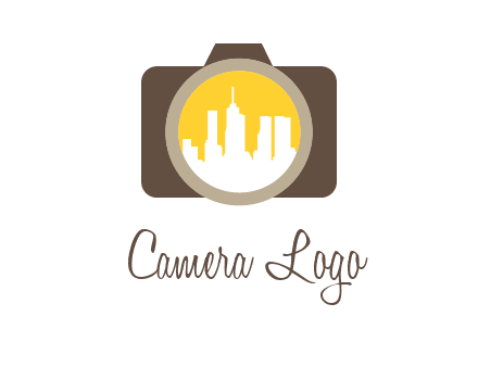 skyscrapers in camera lens photography logo