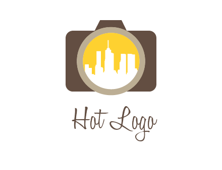 skyscrapers in camera lens photography logo