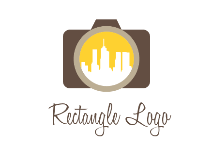 skyscrapers in camera lens photography logo