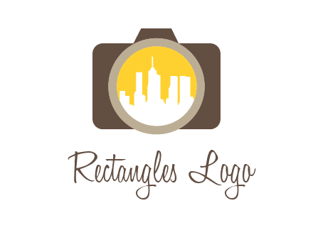 skyscrapers in camera lens photography logo