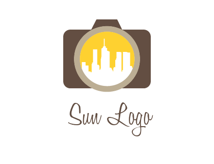 skyscrapers in camera lens photography logo