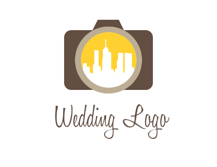 skyscrapers in camera lens photography logo