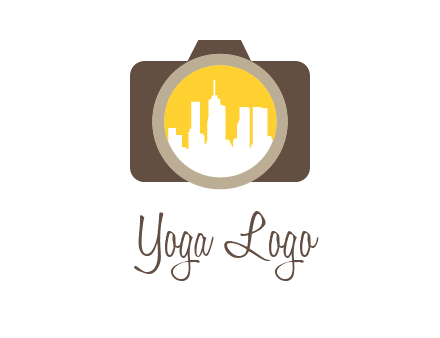 skyscrapers in camera lens photography logo