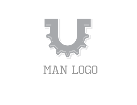 letter U made of gear logo