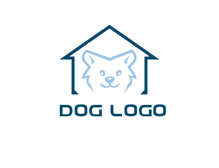 dog face inside house logo