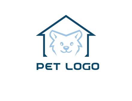 dog face inside house logo