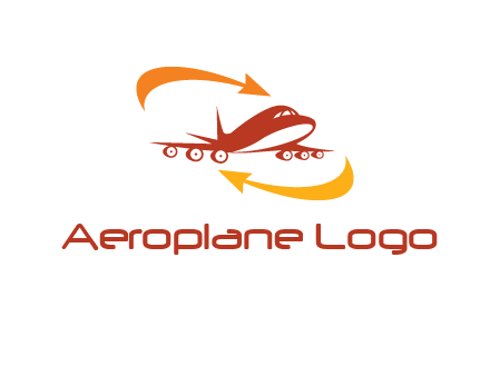 arrow swooshes around airplane logo