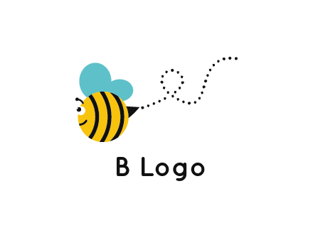 flying and smiling honey bee logo