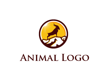 silhouette goat standing on mountain logo