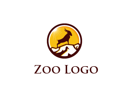 silhouette goat standing on mountain logo