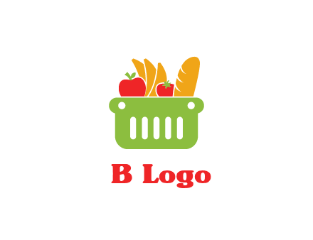 grocery in basket illustration