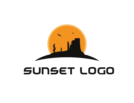 canyon silhouette with sun behind logo