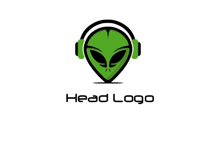 alien face with headphones logo