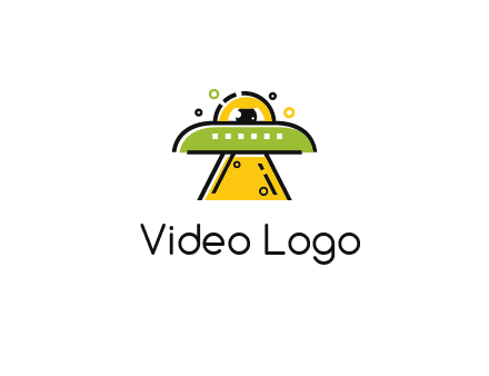 alien eye and spaceship logo