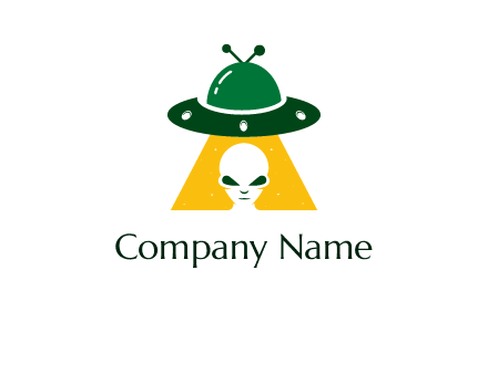 alien in the spaceship logo