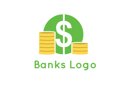 dollar sign inside circle with coins logo