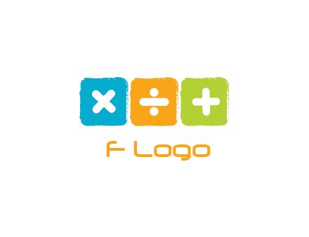 mathematical symbols in squares shape logo