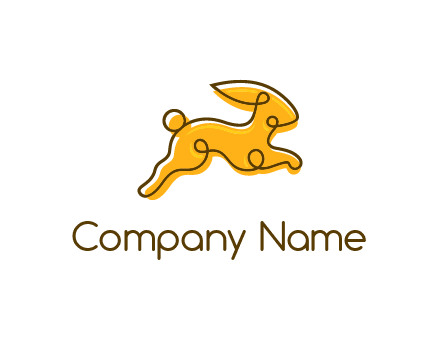 jumping rabbit outline logo