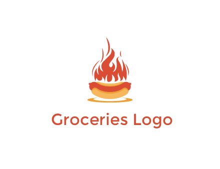 sizzling flame on hot dog Logo