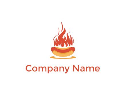 sizzling flame on hot dog Logo