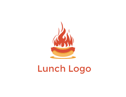 sizzling flame on hot dog Logo