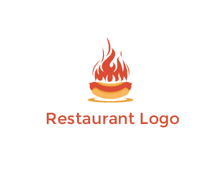 sizzling flame on hot dog Logo